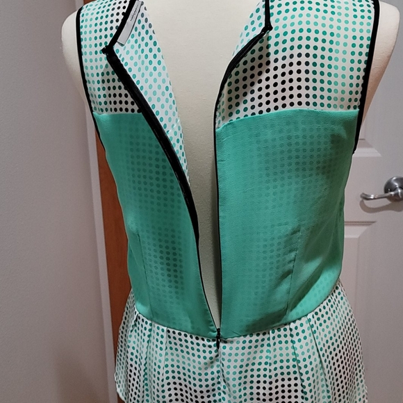 HALOGEN SMALL SLEEVELESS TOP POLK DOT MIX PRINT ZIP UP BACK MINIMALIST BLOUSE - Picture 10 of 11